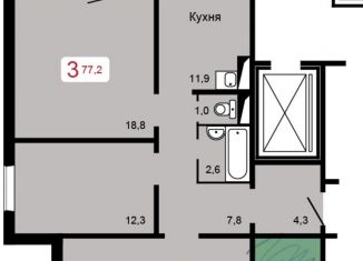 Продаю 3-комнатную квартиру, 77.2 м2, Красноярск, ЖК КБС. Берег