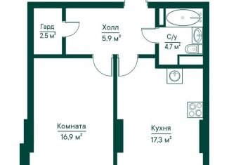 1-ком. квартира на продажу, 47.2 м2, Самарская область