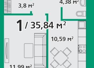 Однокомнатная квартира на продажу, 35.8 м2, посёлок городского типа Берёзовка