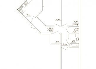 Продается 3-комнатная квартира, 95.5 м2, деревня Бородки, Парковая улица, 1