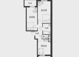 Продается 2-комнатная квартира, 57 м2, посёлок Шушары, ЖК Чкалов