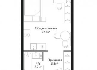 Квартира на продажу студия, 32.4 м2, Москва, метро Парк Победы