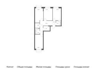 Продается 3-комнатная квартира, 77.8 м2, Московская область, жилой комплекс Томилино Парк, к6.1