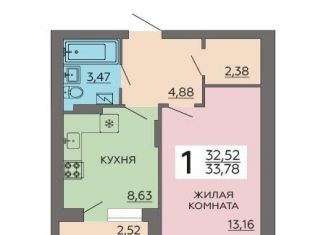 Продается однокомнатная квартира, 33.8 м2, Воронежская область, улица Независимости, 80Б