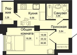 Продажа однокомнатной квартиры, 37 м2, Батайск, улица 1-й Пятилетки, 2