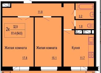 Продается двухкомнатная квартира, 64.6 м2, Краснодар, улица Автолюбителей, 1/3к2, ЖК Премьера