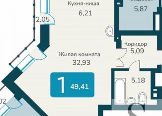 1-комнатная квартира на продажу, 49.4 м2, Новосибирск, улица Владимира Заровного, 10, метро Речной вокзал