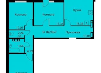 Трехкомнатная квартира на продажу, 85 м2, Пермь, улица Докучаева, 23, Дзержинский район