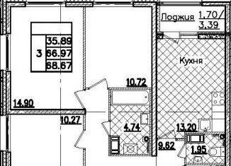 Продается 3-комнатная квартира, 69 м2, Санкт-Петербург, Кантемировская улица, 25, Кантемировская улица