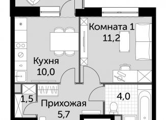 Продам 1-комнатную квартиру, 33.5 м2, деревня Бородино, Малая Бородинская улица, 1к7