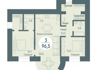 3-комнатная квартира на продажу, 96.5 м2, Красноярск, улица Авиаторов, 34