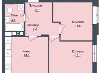 Продаю двухкомнатную квартиру, 52.2 м2, Ижевск, ЖК Истории