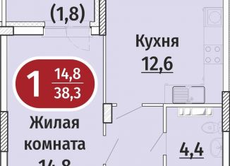 Продам однокомнатную квартиру, 38.3 м2, Чебоксары, Гражданская улица, поз5, Московский район