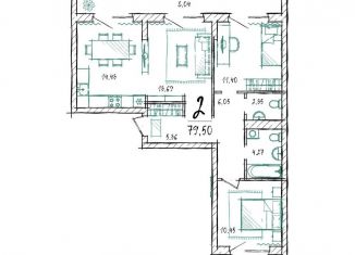 Продается двухкомнатная квартира, 79.5 м2, Тюмень, Калининский округ