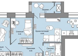 Продажа 2-комнатной квартиры, 57 м2, Киров, Ленинский район, улица Дмитрия Козулева, 2к1