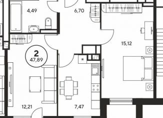 Продажа 2-ком. квартиры, 47.8 м2, Ростов-на-Дону, проспект Соколова, 68, ЖК Соколова, 68