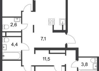 Продам четырехкомнатную квартиру, 105.4 м2, поселение Внуковское, 17-й квартал, к3