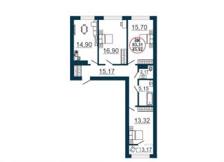 Продажа 3-комнатной квартиры, 86.5 м2, Новосибирск, улица Забалуева, 3/1, ЖК 1-ый на Киевской