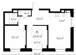 3-комнатная квартира на продажу, 53.1 м2, Люберцы, жилой комплекс Люберцы 2020, к65, ЖК Люберцы 2020