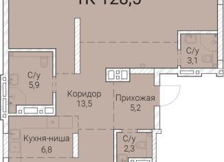 Продается однокомнатная квартира, 128.5 м2, Новосибирск, Овражная улица, 2А, метро Заельцовская