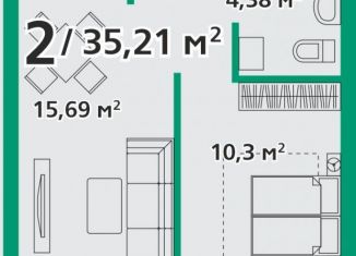 Двухкомнатная квартира на продажу, 35.2 м2, посёлок городского типа Берёзовка