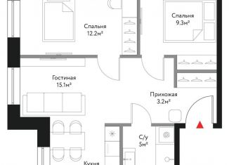 Продам двухкомнатную квартиру, 55.9 м2, Москва, метро Парк Победы