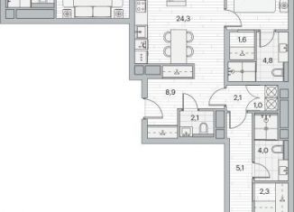 3-комнатная квартира на продажу, 100.5 м2, Москва, Береговой проезд, 3, ЖК Береговой