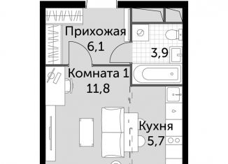 Продаю квартиру студию, 27.5 м2, посёлок Развилка, ЖК Римский