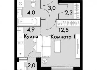 Продам квартиру студию, 27.7 м2, посёлок Развилка, ЖК Римский