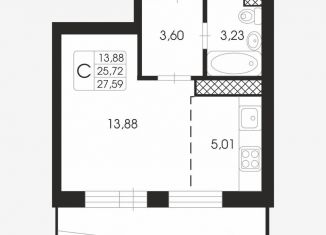 Продается квартира студия, 27.6 м2, Санкт-Петербург, жилой комплекс Малая Охта, 4, ЖК Малая Охта