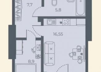 Продается 2-комнатная квартира, 41 м2, Ростов-на-Дону, ЖК Сокол Град, проспект 40-летия Победы, 63/17с4