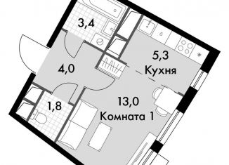 Продаю квартиру студию, 27.5 м2, посёлок Развилка, ЖК Римский