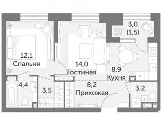 2-ком. квартира на продажу, 55.8 м2, Москва, ЖК Режиссёр