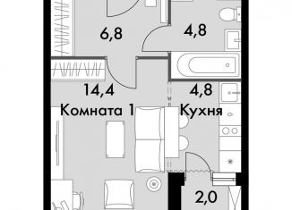 Продам квартиру студию, 31.8 м2, посёлок Развилка, ЖК Римский