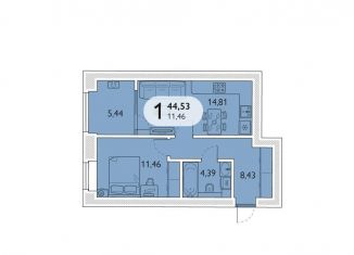 Продам 1-комнатную квартиру, 44.5 м2, Брянская область, микрорайон Мегаполис-Парк, 23к2