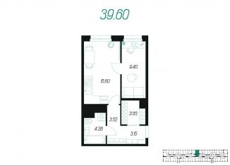 Продам 1-комнатную квартиру, 39.6 м2, Тульская область