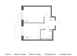 1-комнатная квартира на продажу, 35 м2, деревня Мисайлово, микрорайон Пригород Лесное, к14.2