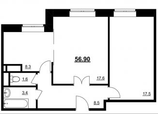 Продается двухкомнатная квартира, 56.9 м2, Звенигород, 3-й микрорайон, к7