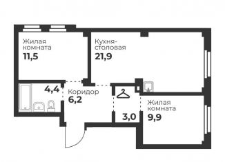 Продается двухкомнатная квартира, 56.9 м2, Челябинск
