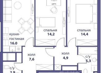 Продаю двухкомнатную квартиру, 65.1 м2, Москва, метро Шелепиха, Шелепихинская набережная, 34к3