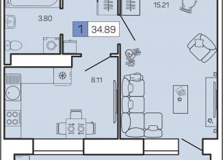 Продам 1-ком. квартиру, 34.9 м2, Архангельск, Октябрьский округ, улица Гагарина, 44