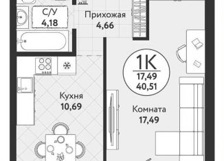 Продаю 1-комнатную квартиру, 41.5 м2, Новосибирск, Первомайский район