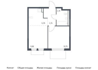 Продается однокомнатная квартира, 35.1 м2, Московская область