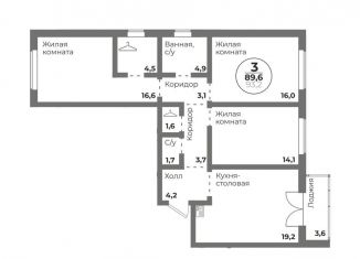 Продам 3-комнатную квартиру, 89.6 м2, Челябинск, Комсомольский проспект, 145, ЖК Ньютон