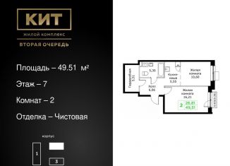 Двухкомнатная квартира на продажу, 49.5 м2, Московская область, Шараповский проезд, 4