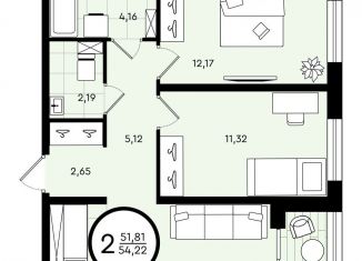 Продажа 2-комнатной квартиры, 54.2 м2, Тюмень, ​улица Александра Звягина, 5, Калининский округ