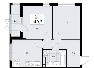 Продается двухкомнатная квартира, 49.5 м2, поселение Сосенское, жилой комплекс Прокшино, к11.2.2