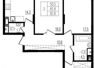 Продается 3-ком. квартира, 82.8 м2, деревня Пирогово