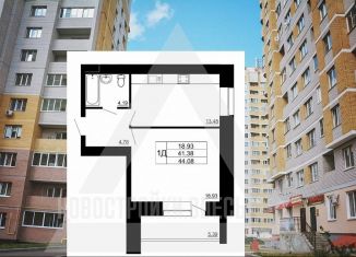 1-комнатная квартира на продажу, 44.1 м2, Владимир, Гвардейская улица, 11Б, Ленинский район