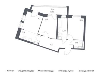 Двухкомнатная квартира на продажу, 53.2 м2, посёлок Песочный